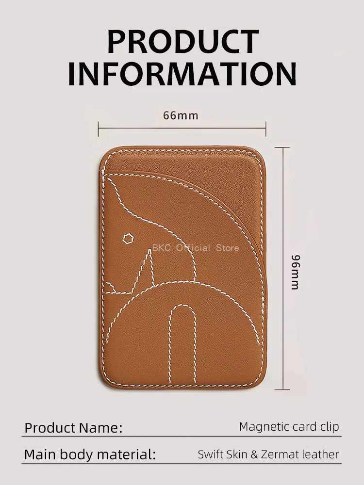Horse Head Genuine Cowhide MagSafe Card Holder Handmade Saddle Stitching For iPhone 17 Pro Max 17 Air Leather Wallet