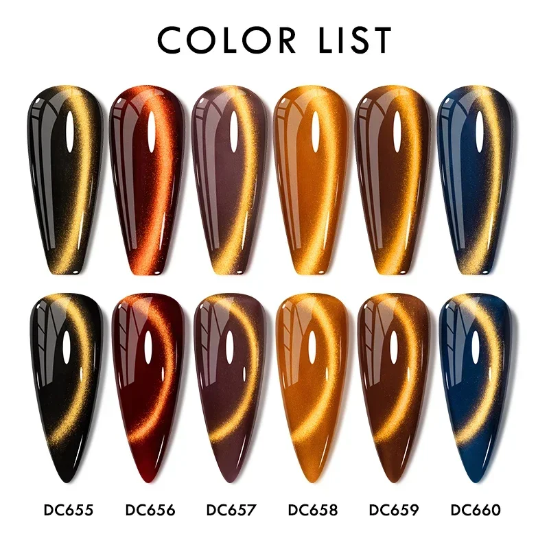 7 ml Cat Eye Nail Trends 2025 Holografische Nail Art 6 Kleuren Reflecterende Cat's Eye Magnetische Nagelgel Inweken LED Gel Salon