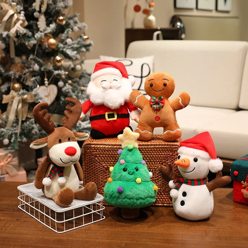 20-30cm Creative Christmas Series Doll Gingerbread Man Santa Claus Snowman Xmas Tree Stuffed Toy Home Decor Props Xmas Gift