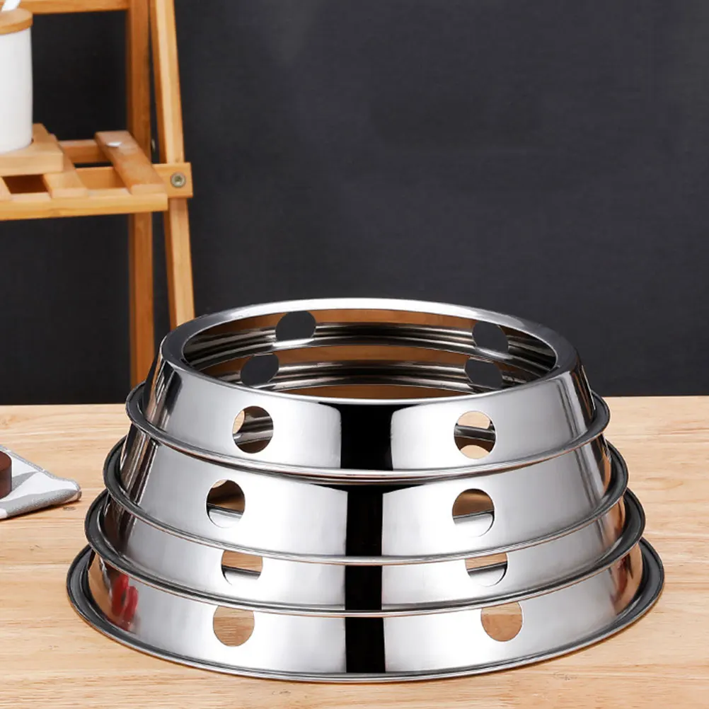 

2pcs Stainless Steel Wok Ring Round Bottom Pot Support Holder Durable Kitchen Stove Accessories Gas Cooker Metal Rack Cooking