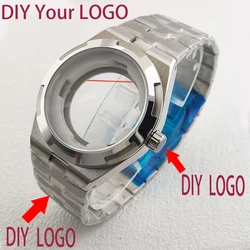 watch Case 41mm case stainless steel band 7.2mm Miyota movement silver high-qualityCustomizable your logo watch for men.