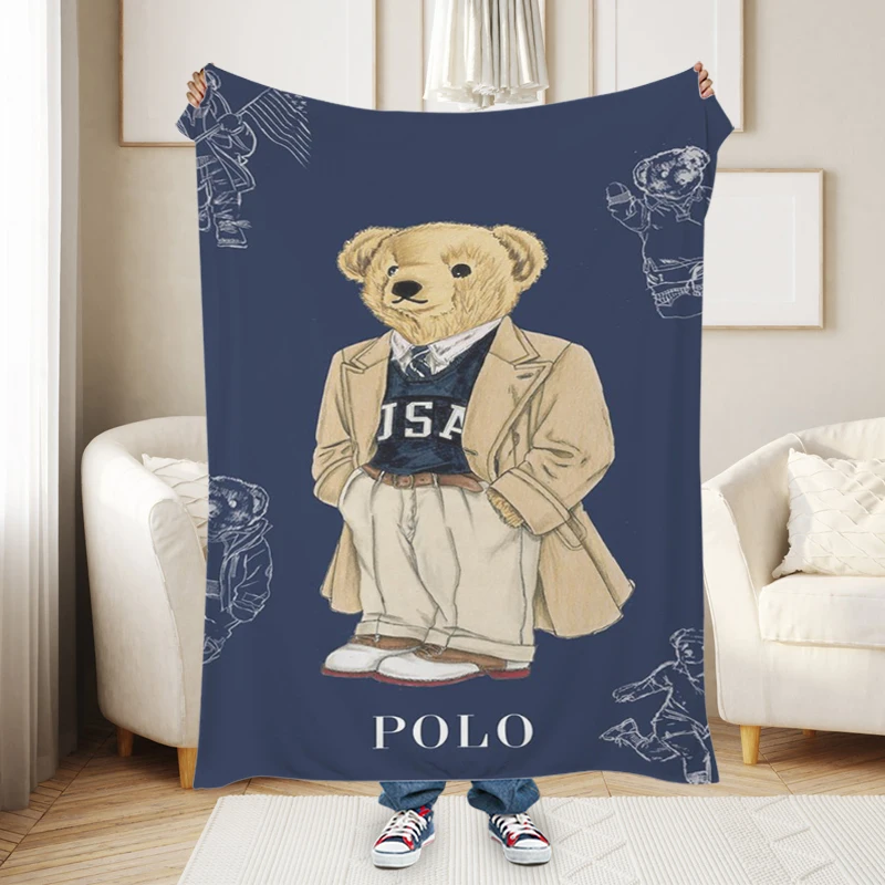 Sofa Blankets for Winter Z-Polo bears Fluffy Soft Nap King Size Blanket Microfiber Bedding Warm Knee Bed Fleece Camping Home