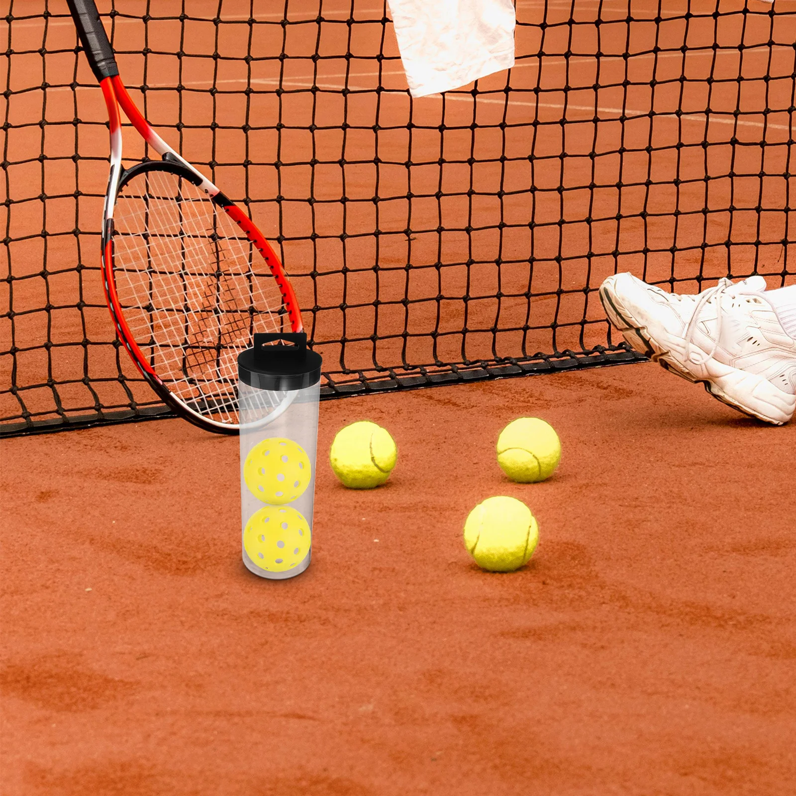 

Clear Plastic Ball Storage Tube Cylindrical Shape for Tennis Pickleball Badminton Balls Organized Display and Transport