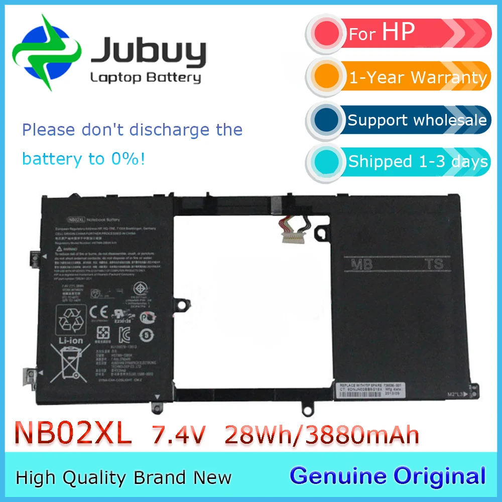 

Оригинальный аккумулятор NB02XL 7,4 В 28 Втч для ноутбука HP Pavilion 11,6 X2 11-H015TU 11-H019TU 11-H110TU X2 726596 -001