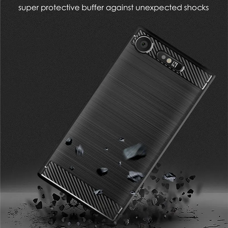 Carbon fiber Cover For Sony Xperia XZ1 Compact XZ1mini Shockproof Phone Case for Sony Xperia XZ1 Mini Bumper Silicone Case