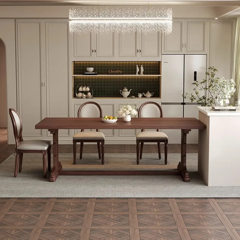 Nordic retro style solid wood dining table household living room apartment type dining table desk desk rectangular worktable tab