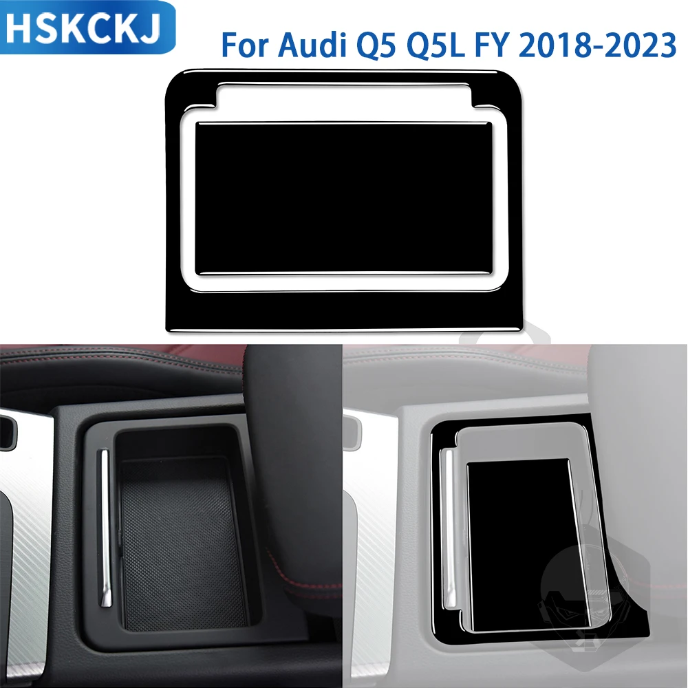 

For Audi Q5 Q5L FY 2018-2023 Piano Black Accessories Car Interior Central Control Storage Panel Stickers Decoration