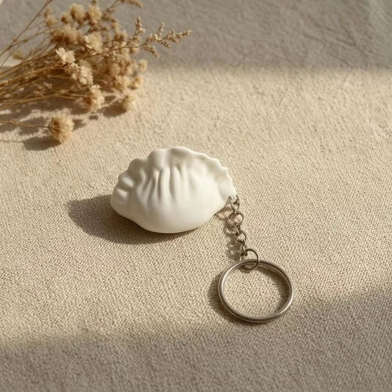 Cute Dumpling Pendant Dumpling Keychain Fidget Toy 3d Printed Food Charm Funny Purse Backpack Accessory Novelty Gift for Women