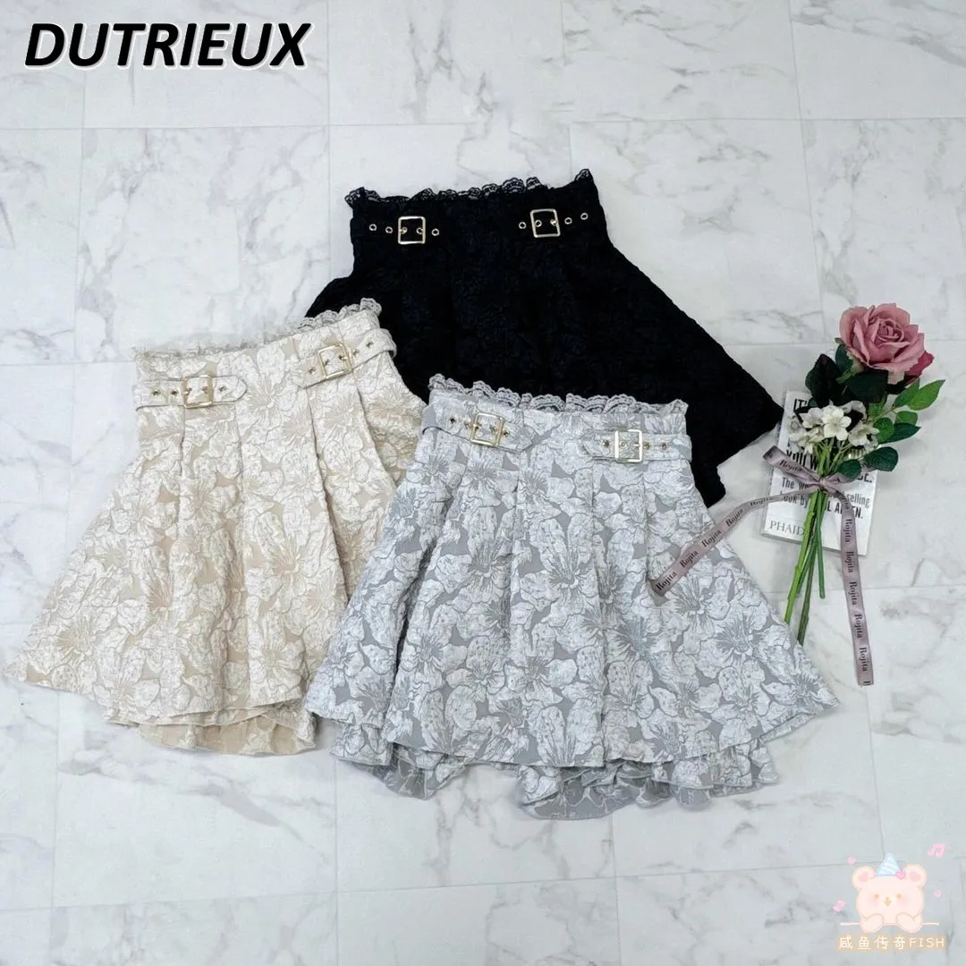 

Summer New Waist Belt Decorative Lace Stitching High Waist Short Skirt Mine Series Mass-Produced Sweet All-Matching Pantskirt