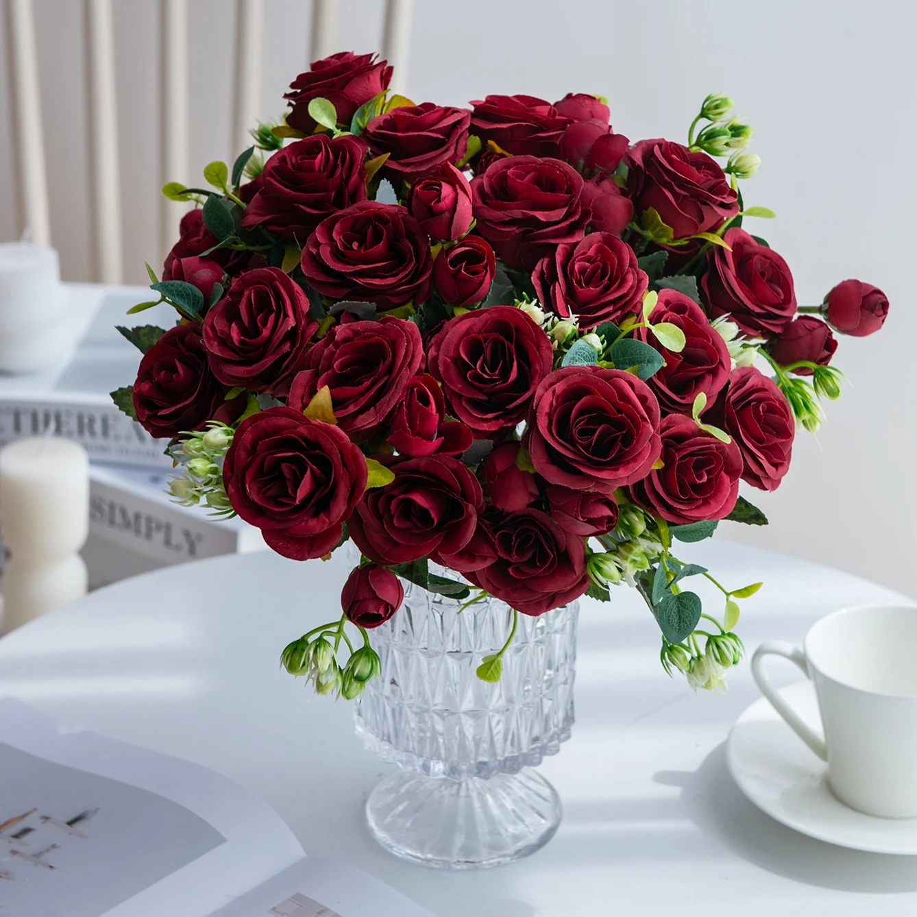 Künstliche Blumen Hochzeit Party Heim Zimmer Tisch Valentinstag Deko Brautstrauß Outdoor Garten Seiden-Pfingstrosen Hortensien Arrangement
