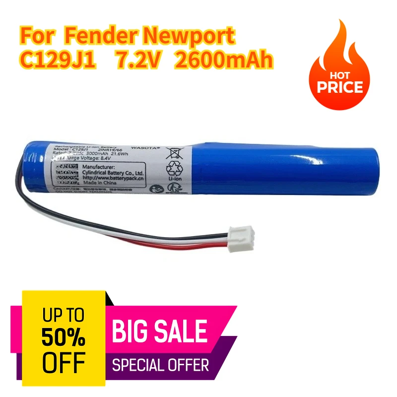 

Новый C129J1 7,2 В 2600 мАч 3000 мАч Bluetooth-динамик литиевая батарея для Fender Newport перезаряжаемая батарея аксессуары