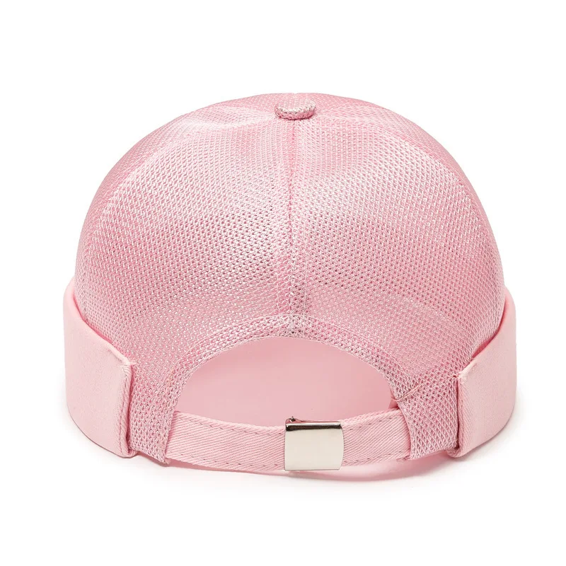 Unisex Mesh Brimless Skullcap Hip Hop Sailor Summer Cap with Rolled Cuff Breathable Beanie Hat for Men Women