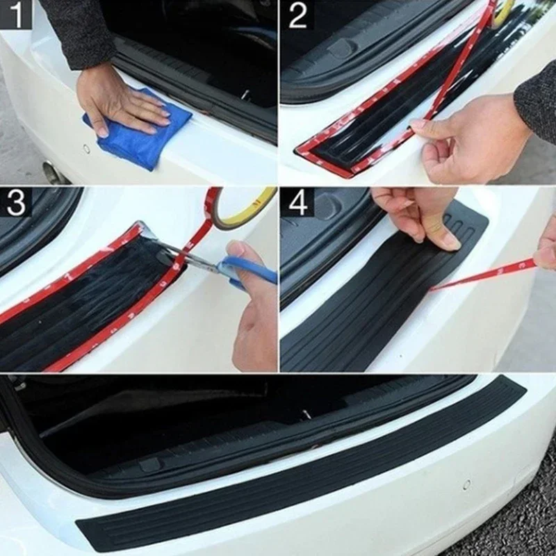 Anti-Scratch Protection Sticker Strip Car Trunk Rear Paint Protector Guard Plate Rubber Car Rear Bumper Trim Black Accessories