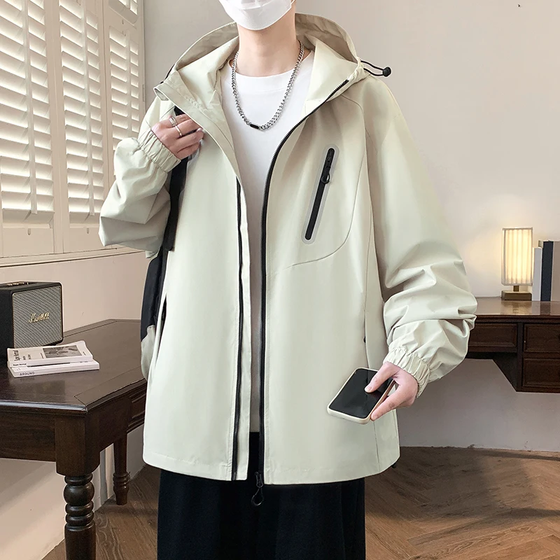 

Новинка: Мужские куртки с капюшоном 2026 года, весна-осень, повседневные, ветрозащитные, на молнии, для активного отдыха, молодежные, в стиле High Street, свободные топы, одежда