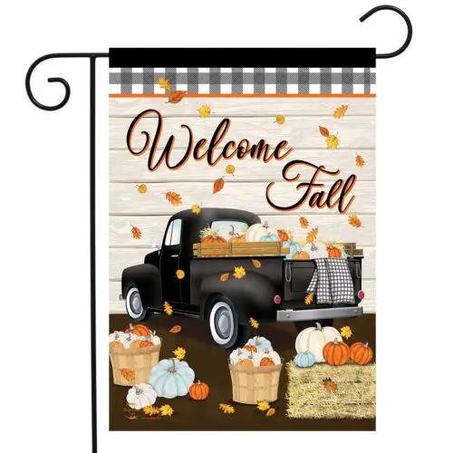 Briarwood Lane Welcome Fall Black Truck Garden Flag