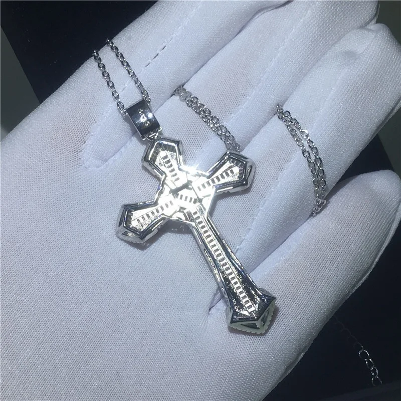 Fashionable and Creative Christian Shiny Cross Necklace for Men and Women, Classic Hip-Hop Religious Faith Jewelry Accessories