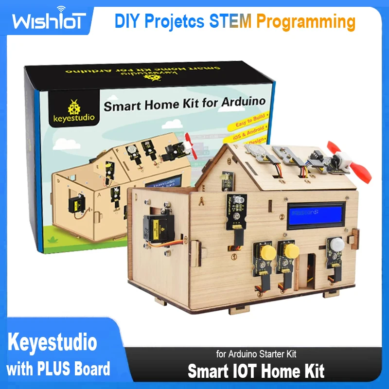 Keyestudio Smart IOT Home Kit مع لوحة PLUS لمجموعة Arduino Starter Kit DIY Projetcs STEM Programming / ألعاب ذاتية الصنع متوافقة مع CE