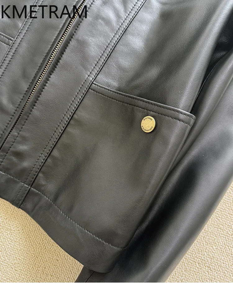 100 % Oberschicht-Schaffelljacke für Damen, kurze schwarze Echtlederjacken, Biker-Oberbekleidung, Herbstkleidung, 2025 Damen, Naturaб Nadal Nadal