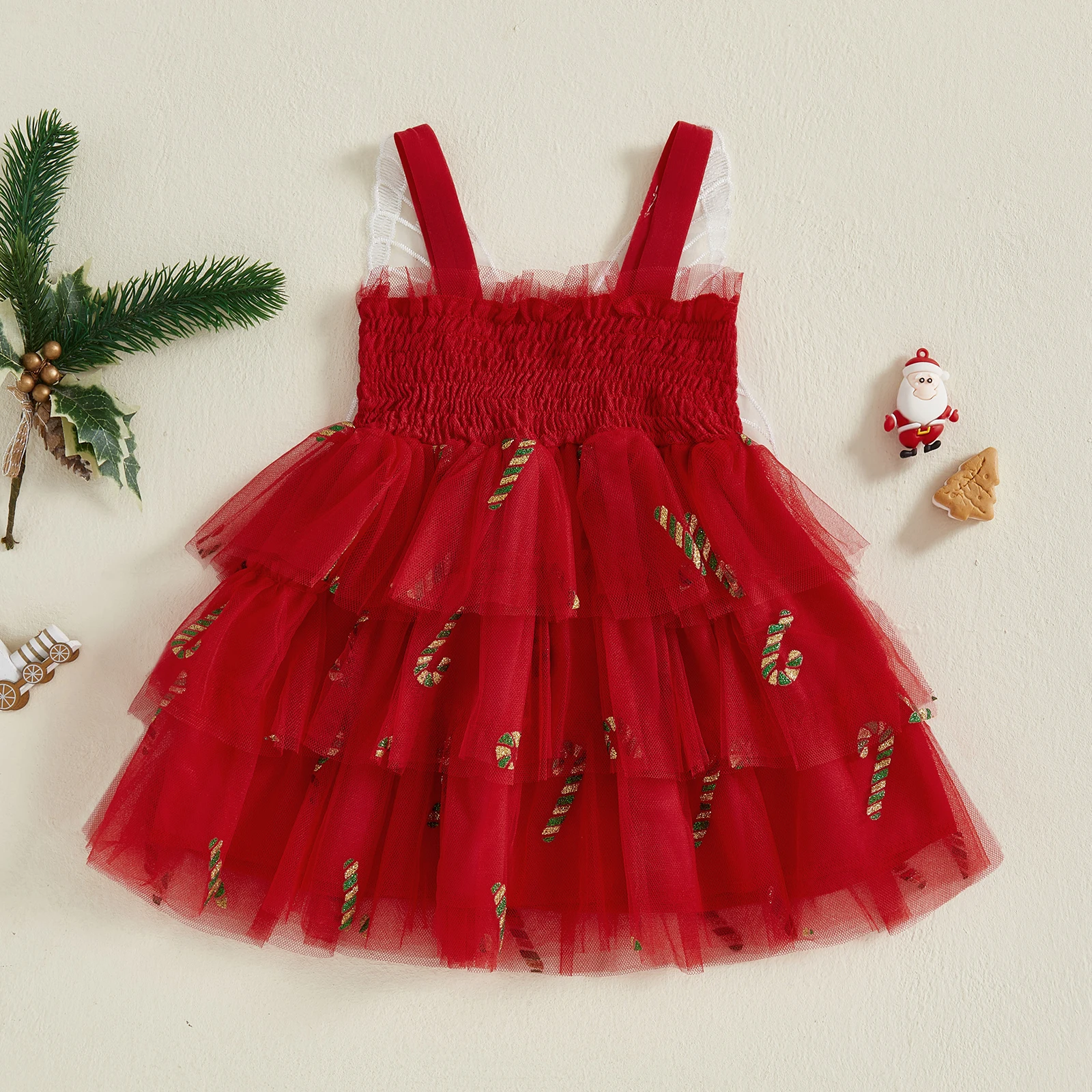 فستان VISgogo للفتيات الصغيرات من عمر 1 إلى 4 سنوات لعيد الميلاد بدون أكمام على شكل فراشة فستان الأميرة للاستخدام اليومي الكاجوال