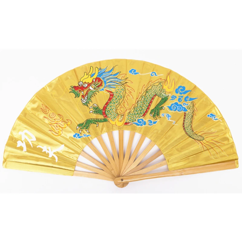 Tai Chi Kung Fu Folding Fan Dragon Crane Martial Arts Exercise Fitness Hand Fan Chinese Classical Dance Performance Ventilador