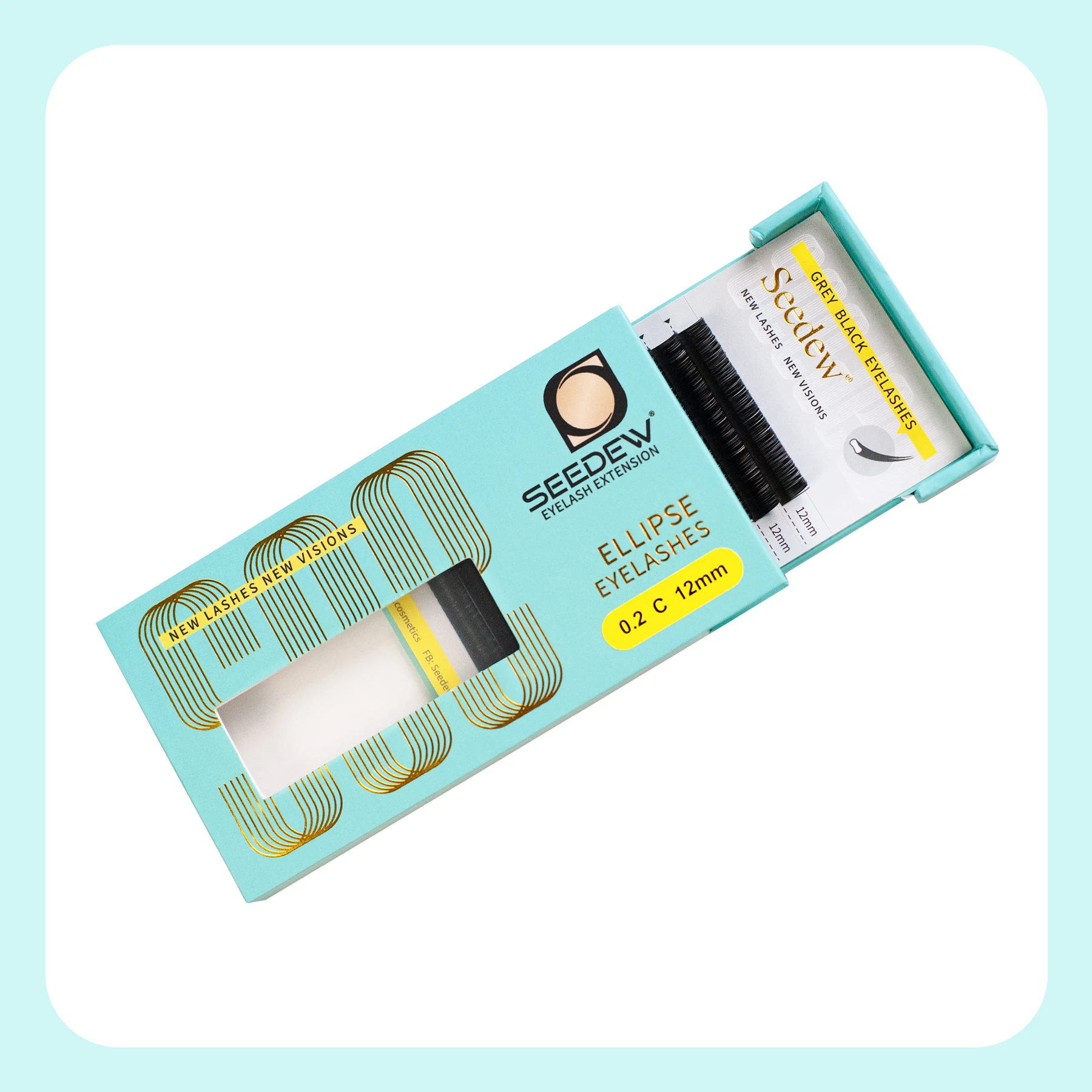SEEDEW 0.15 0.20 Grau Schwarz Flache Ellipsenförmige Wimpern mit geteilten Spitzen, superweiche Wimpernverlängerung, natürliche falsche Wimpern – Detail 10