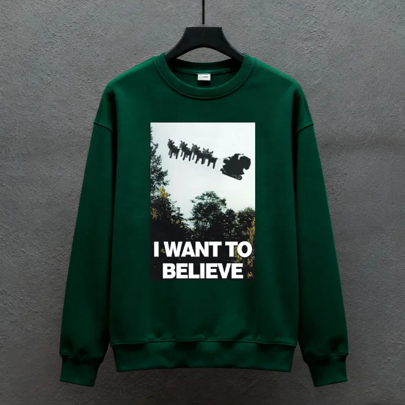 I Want To Believe Poster Santa Sleigh Christmas Unisex Sweater Jumper New in Hoodies & Sweatshirts Hoodies Women & Men Clothing