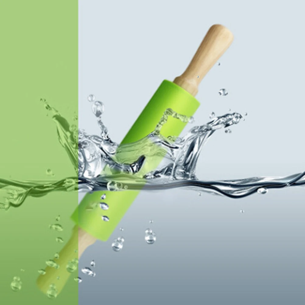 

Wooden Handle Rolling Pin Non-Stick Food Grade Silicone Kitchen Accessory for Baking Dough Fondant Kitchen Rolling Pins