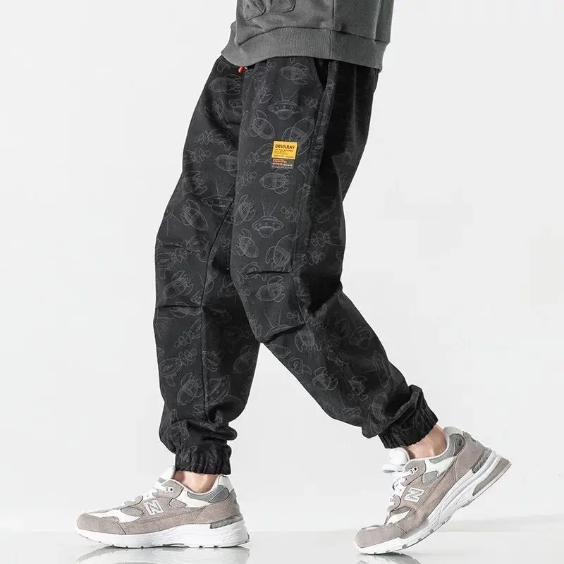 Pants Men's Thin Korean Version Cargo Pants Loose Fitting Casual Pants with Graffiti Street Casual All-match Male Pants