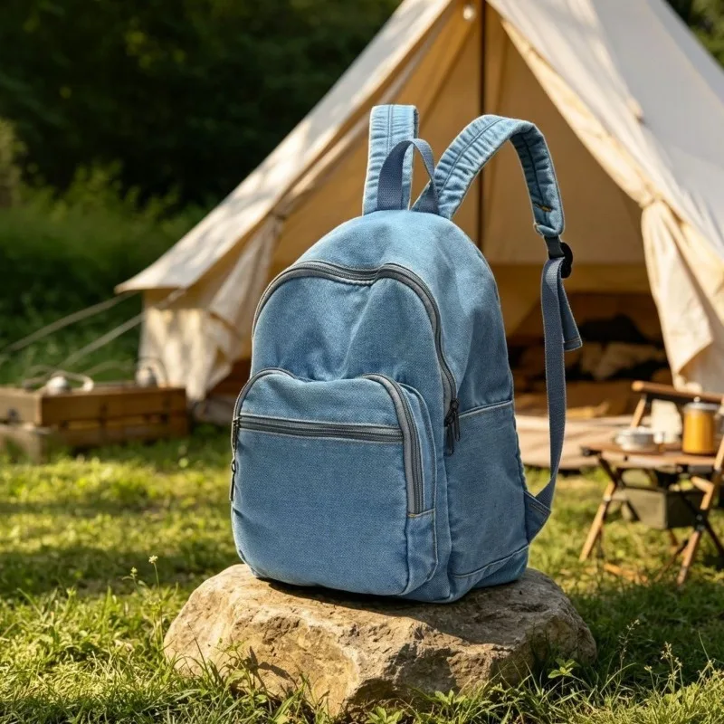 2026 New Washed Canvas Casual Large Capacity Backpack Wear Resistant Leisure Student Bookbag Double Shoulder Bag Leisure Travel