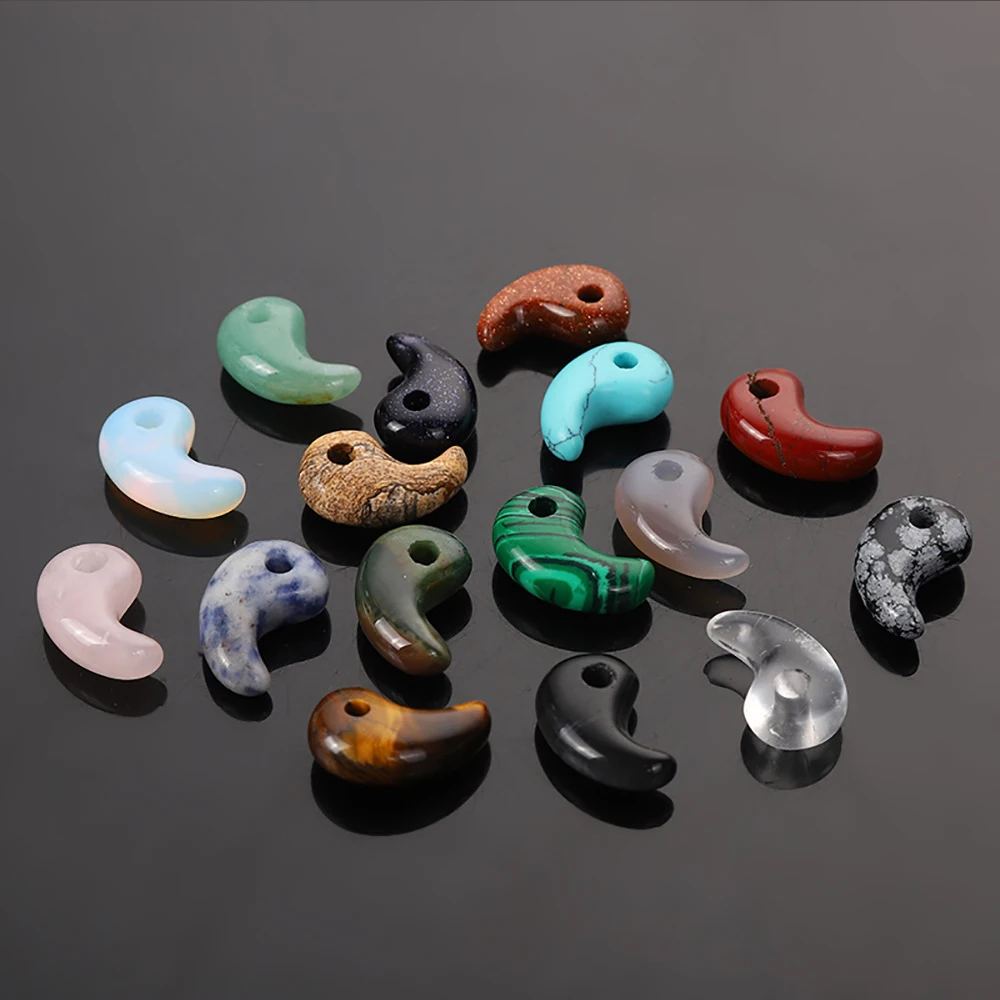 Natural Rose Quartz Opal Agate Comma YinYang Tai Chi Shape Jade Charms Pendant for Reiki Healing DIY Jewelry Accessories