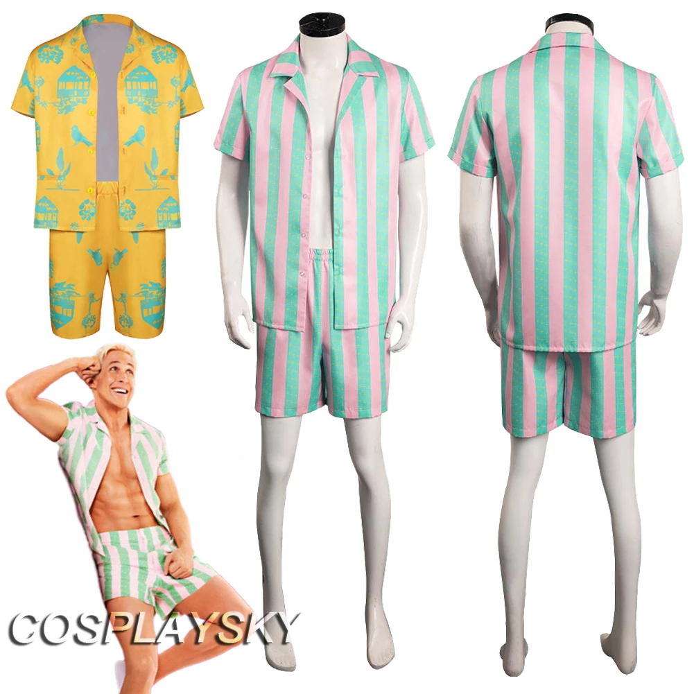 Boyfriend Ken Cosplay Fantasy Hawaiian Summer Beachwear 2023 Movie Barbei Disguise Costume Adult Men Cosplay Roleplay Outfits