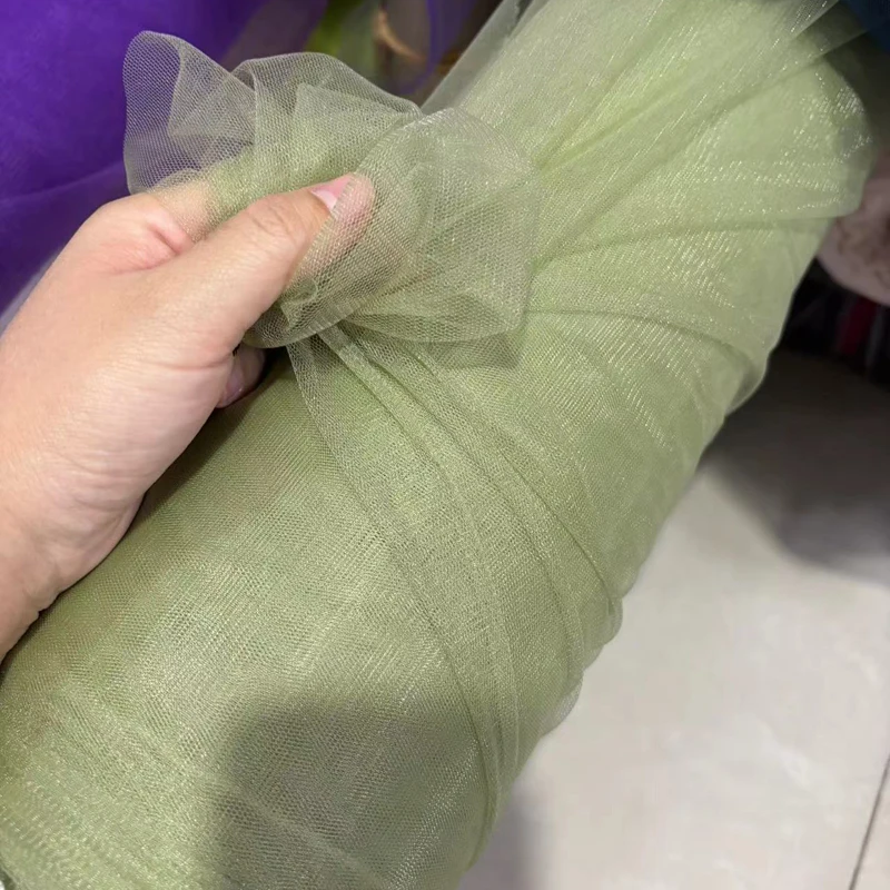 Avocado Green Sage Soft Tulle Fabrics Wedding Celebration Curtain Clothing Mesh Layout Chair Back Yarn Background Material