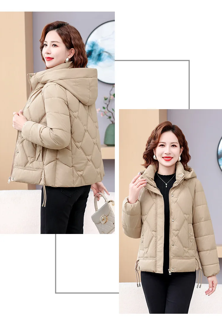 Winter Warm Thick Hooded Puffer Coat for Women L-4XL Windproof Russian Cold Weather Snow Jacket Middle Aged Mom Outerwear Cozy