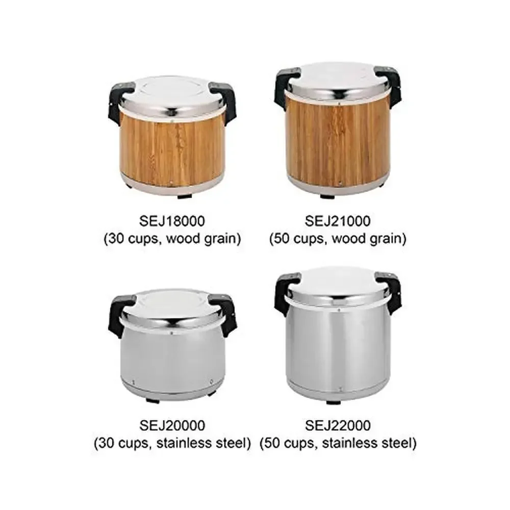 Commercial Stainless-Steel 50-Cup Rice Warmer with Nonstick Inner Pot 8 Hours Warm Time Mirror-Finished Lid Sturdy Legs Warm