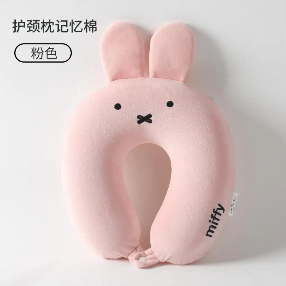 Miffy Rabbit U-Shaped Pillow Miniso Cute Anime Cartoon Soft Neck Protection Kawaii Simple Travel Nap U-Shaped Pillow Home Gift