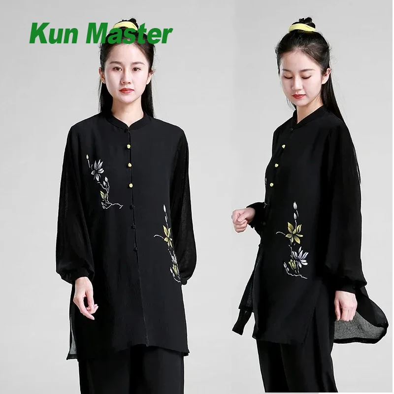 Kung Fu Dress Wushu Clothing Tai Chi Clothes Martial Art Uniform Women And Men Unisex Kun Master Hand-painted Black 2025 New