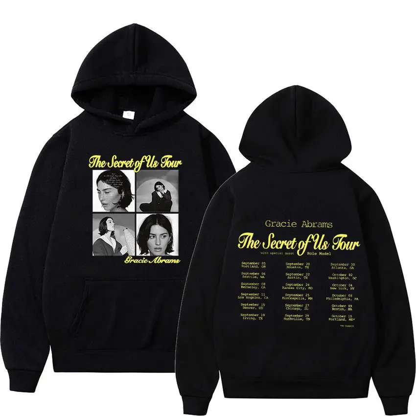 Gracie Abrams The Secret of Us Tour 2024 Graphic Hoodie Men Women Retro Fashion Pullover Oversized Sweatshirt Aesthetic Clothing