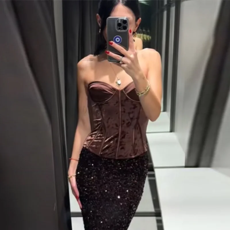 

Винтажный бархатный корсет, топ для вечеринки, элегантный скромный шикарный дизайн, женские сексуальные топы, трендовые модные летние женские уличные одежды Y2k