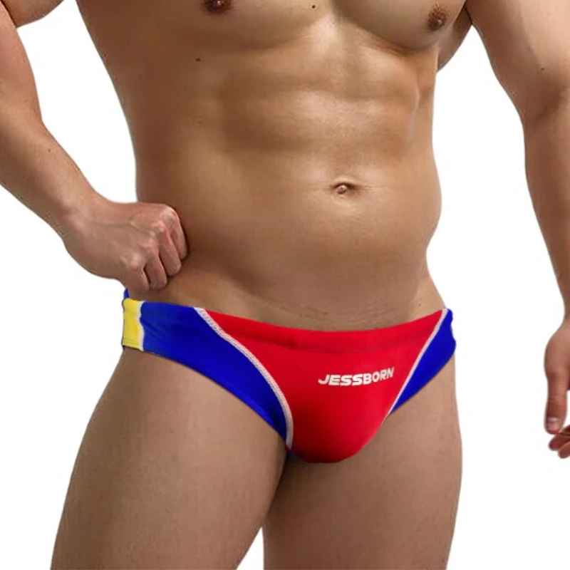 Trend Splicing Men's Swimming Trunks Breathable Comfort Beach Shorts Surffing Boxer Bathing Suit Briefs Sexy Bikini Swimsuits