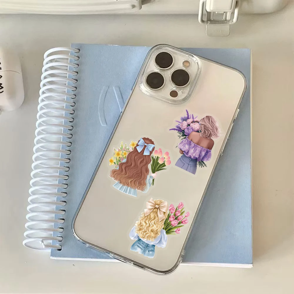 50/100 個クラシックフラワー女性ステッカーノートブックストリートウェアカフェかわいいデザインストリートウェアクリエイティブ美的グラフィティステッカー