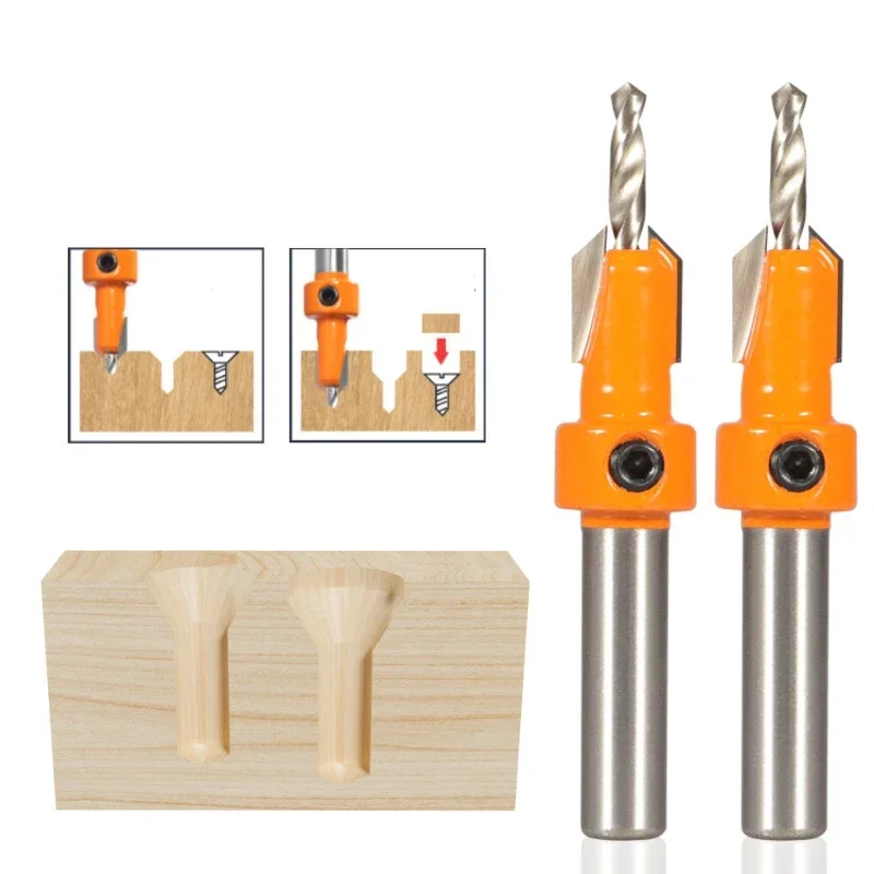 8 MILLIMETRI Gambo Hss Svasatore Router Bit Vite Estrattore Lavorazione Del Legno Foro Apri Trapano Fresa Per Lega di Legno Step Drill