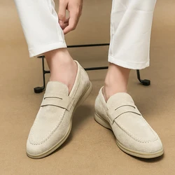 Men Genuine Leather Loafers Shoes Designer Brand Casual Mocasines Shoes Soft Comfortable Summer New Walking Flats Driving Shoes