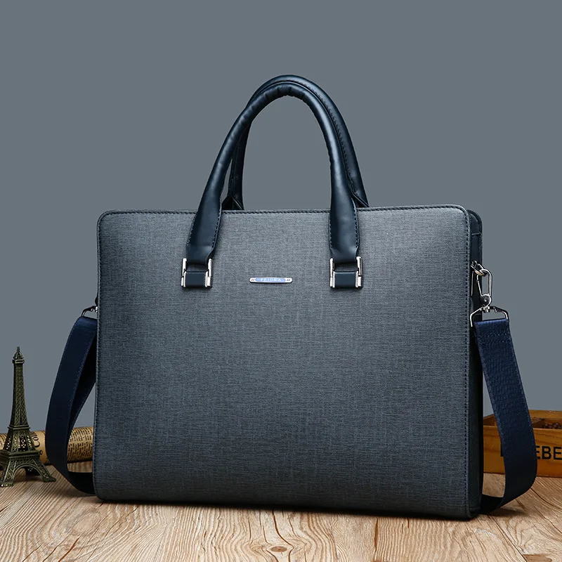 Briefcase Bag for Men Executive Laptop PVC Luxury Brand Handbag Shoulder Business Male Messenger Crossbody Side Portable Bag