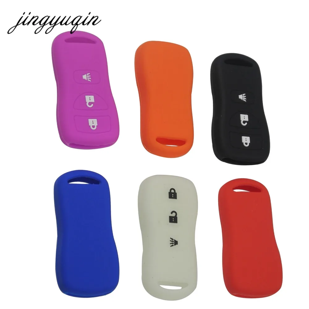 jingyuqin 30pcs 3BTN Remote Silicone Key Case for Nissan Quest Tiida LIVINA X-Trail QASHQAI Paladin Murano Xterra Rubber Cover