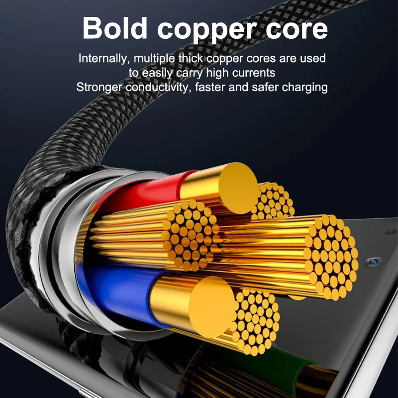 4 en 1 100W USB Type C à Type C câble Lightning câble de données de charge rapide cordon de tissage de tablette