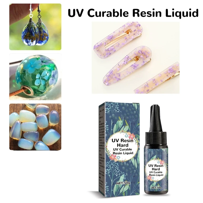 

50g Clear UV Resin for Casting and Coating, Hard UV Curable Resin Liquid Curing Epoxy Resin for DIY Jewelry Making