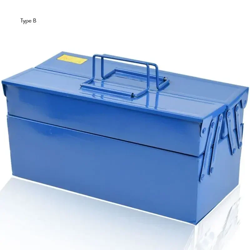 Metal Toolbox Portable 3-Tray Cantilever Steel Tool Box Tool Storage Organizers for Home Electrician Hardware Repair 34x16x15cm