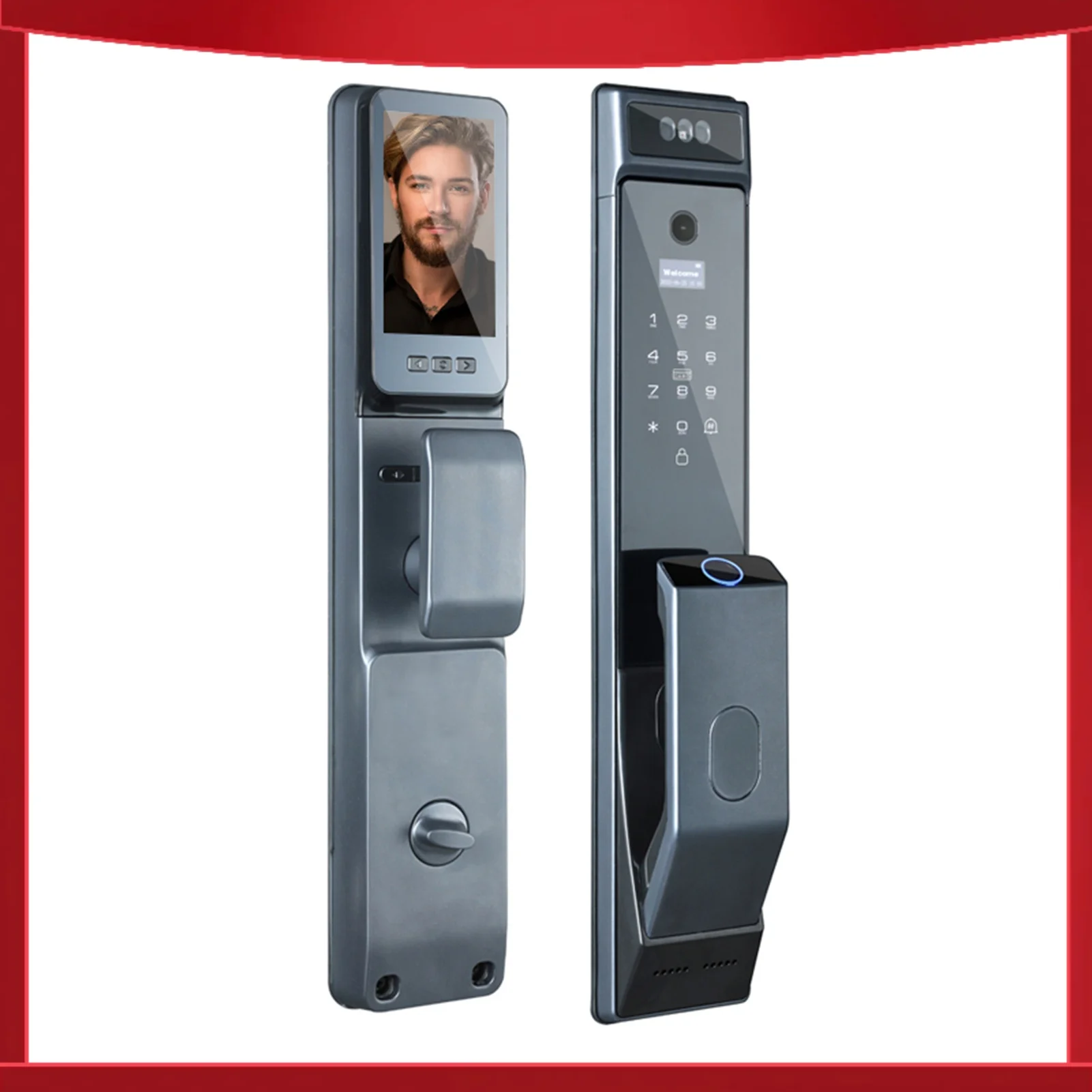 

Электронный смарт-замок для двери с инфракрасным датчиком, камерой и сканером отпечатков пальцев, из алюминиевого сплава и акрила