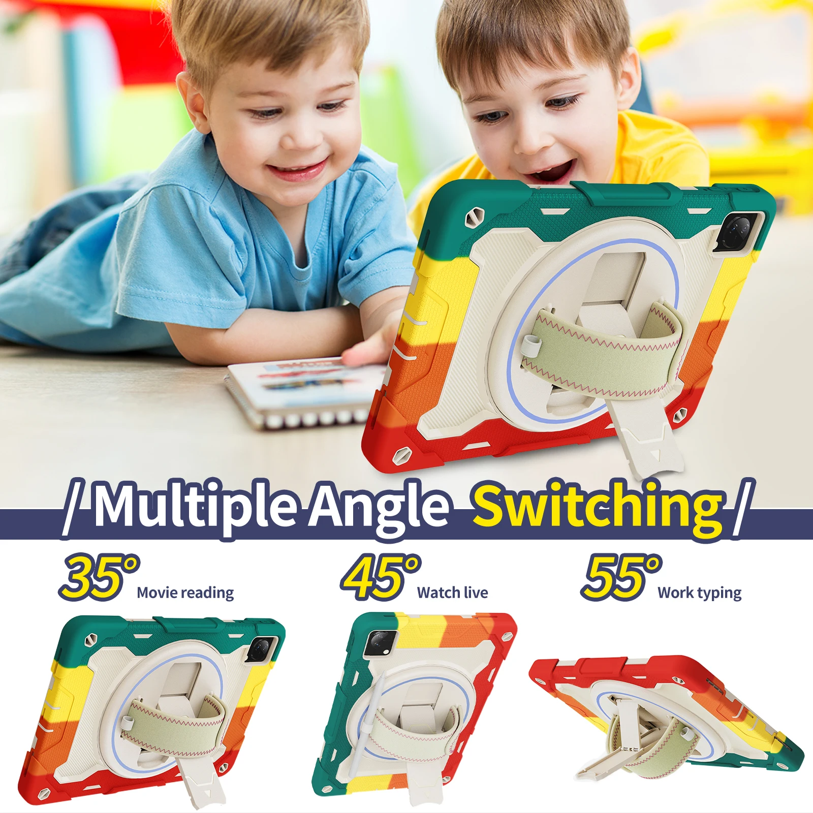 Shockproof for Vivo Pad 11 PC+Silicon Material hybrid 3-layer protection stand Cover With Hand Strap