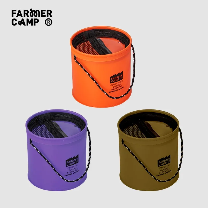 Foldable Fishing Bucket PVC Portable Water Pail with 5MRope Scale Observation Bucket Outdoor Camping Fishing Live Fish Container